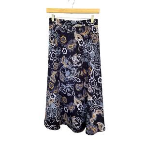 Coldwater Creek Women's Reversible Skirt Size 2X (20-22) Blue Paisley